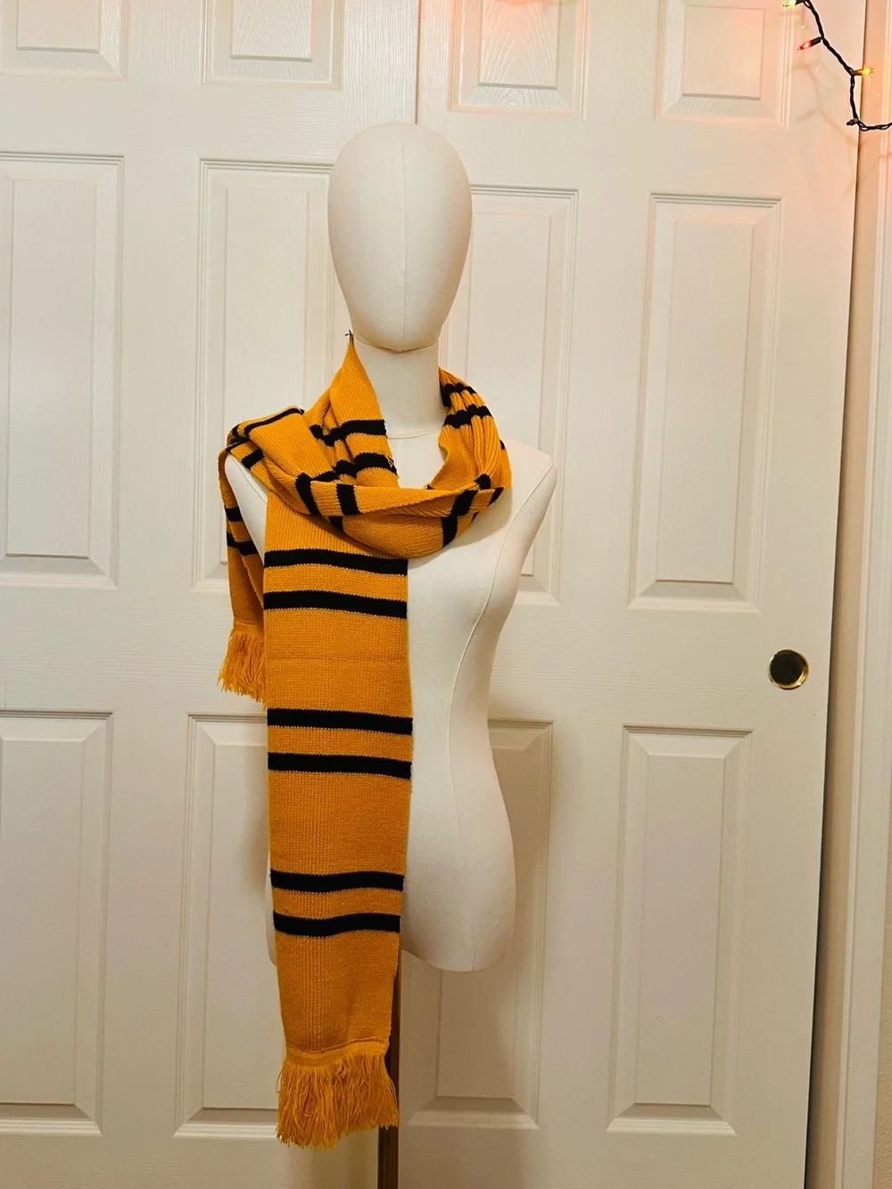 Hufflepuff Black Striped Knit Scarf with Crest Patch